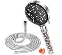Pommeau De douche avec tuyau 1,8 M- YEAUPE Pommeau de douche avec filtre - pommeau de douche haute pression avec 6 types de jets, pommeau de douche avec tuyau, Chrome
