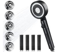 Pommeau de Douche BEIJIE - Noir - Anti Calcaire - Économique - 6 Modes - 2 Mètres de Tuyau - Filtre à Charbon Actif - Douchette Douche Salle de Bain - Haute Pression - Moderne - Matte