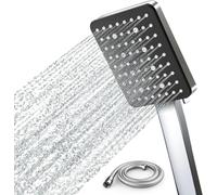 Pommeau de douche carré 6 jets avec tuyau noir mat 1,5 m Vendos85