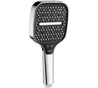 Pommeau de douche carré pressurisé avec sélecteur de cinq modes et technologie de débit turbocompressé pour éviter l'accumulation de calcaire en gris clair de luxe (A)