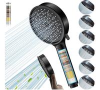 Pommeau de Douche COBBE Anti Calcaire 20 Filtre Étapes 6 Modes Haute Pression Économie Deau Douche Salle de Bain - Noir