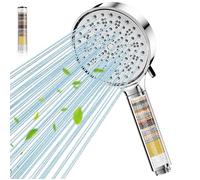 Pommeau de Douche Anti Calcaire, Cobbe Pommeau de Douche avec 20 Étapes Filtre, Pommeau Douche Haute Pression avec 6 Types de Jets, Économie Deau Pommeau Douche Chrome