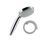 Pommeau de douche Croma 100 EcoSmart chromé + flexible de douche HANSGROHE Designflex 160 cm chromé
