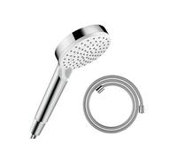 Pommeau de douche Crometta EcoSmart 2 jets blanc/chromé + flexible de douche HANSGROHE Designflex 125 cm chromé