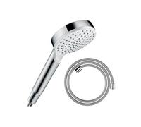 Pommeau de douche Crometta EcoSmart blanc/chromé + flexible de douche HANSGROHE Designflex 160 cm chromé
