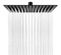 Pommeau de douche de 30,5 cm en acier inoxydable, 2 mm d'épaisseur, noir mat, carré, pour salle de bain moderne, facile à installer, expérience de douche luxueuse comme au spa
