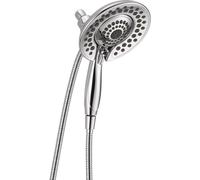 Pommeau de douche double 2 en 1 Delta Faucet In2ition 5 jets avec douchette main, pommeau de douche chrom avec flexible, pommeau de douche