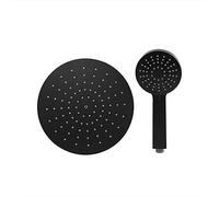 Pommeau de douche double combiné, interface G1/2 de 4,1 pouces, douchettes à main à trois vitesses, pommeau de douche à jet haute pression en ABS de 9 pouces, couverture complète du corps, rond noir