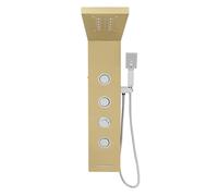 Pommeau de douche, douchette à main, douche à effet pluie, montage mural, kit de massage avec tuyau, lumière LED bleue, pour salle de bain, maison, adulte (doré)