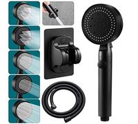 Pommeau de Douche Douchette Anti Calcaire Pomme de Douche à Haute Pression avec 5 Modes Paume de Douche Salle de Bain Economie d'Eau avec Tuyau 1.5 M Support Pommeau Douche (Noir)