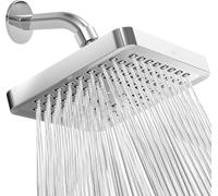 Pommeau De Douche, Douchette Douche Salle De Bain Pommeau De Douche À Haute Pression 6 Pouces,avec Bras, Installation 1 Minute,pomme Pluie Chrome Poli,buses Anti-colmatage(Green)