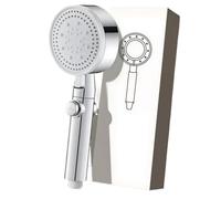 Pommeau de Douche Economie D'eau, Anti Calcaire Douchette avec Filtre Douchette à Main Haute Pression Universel, Pomme Douche Salle de Bain 5 Modes, Bouton Arrêt Economie d'eau, argenté