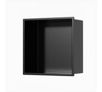 Pommeau de douche encastré simple de 32 cm - Design mural moderne en acier inoxydable, pas de carrelage nécessaire, parfait pour les salles de bains, finition noire élégante, solution peu encombrante