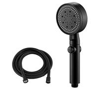 Pommeau de Douche et Tuyau d'économie d'eau Noir, 5 Modes de Douche Haute Pression réglables, arrêt à Une Touche, Massage de l'eau, Douche écologique, Accessoires de Salle de Bain (Couleur