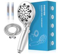 SURFOU Pommeau de Douche avec Tuyau 1.5m, Flexible Pomme 9+1 Types de Jets, Douchette Anti Calcaire Filtre, Paumeau Economie Bain Shower Head Douchettes Reglable Eau Pommes Massant