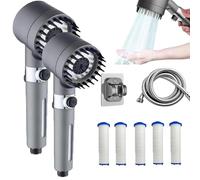 Pommeau De Douche Filtré Iondrops Avec Douchette, Pommeau De Douche Avec Filtre Pour Eau Dure, 5 Cartouches Filtrantes Et Support De Base Sans Trou, Fenêtre Visible, Réglages Réglables Avec Tuyau(2 Se