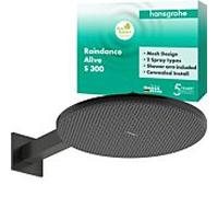 Hansgrohe Pommeau de douche Alive S 24541340 – 2 jets, EcoSmart, bras Raindance, chrome noir brossé