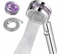 Pommeau de Douche Haute Pression 2 Types de Jet avec Interrupteur Marche/arrêt et Tuyau de 1,5 m, économie d'eau, Augmentation de Pression chromée, avec Flexible de Douche