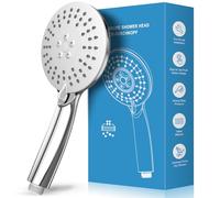 Pommeau de Douche Haute Pression 3 Fonctions jets, ABS chromé, pulvérisation anticalcaire, Buses Silicone, Installation Facile Sans Outil - pour Salle de Bain