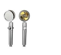 Pommeau de douche haute pression à double turbocompresseur, pommeau de douche à hélice à ventilateur turbo portatif, pommeau de douche de massage à arrêt à une touche(Classic-Gold)