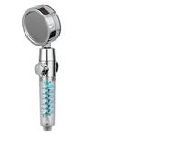 Pommeau de douche haute pression à double turbocompresseur, pommeau de douche à hélice à ventilateur turbo portatif, pommeau de douche de massage à arrêt à une touche(Upgrade-Blue)