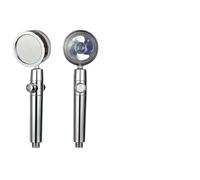 Pommeau de douche haute pression à double turbocompresseur, pommeau hélice ventilateur turbo portatif, massage arrêt une touche(Classic-Silver)