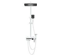 Pommeau de douche haute pression à effet pluie, température constante, combiné à 6 réglages, avec bras d'extension réglable en hauteur et en angle (blanc)