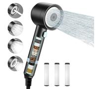 Carehabi Pommeau de Douche avec 1.5m Tuyau Pommeau de Douche Anti Calcaire Filtre Haute Pression Pomme avec 4 Modes de Jet pour Salle de Bain,Chromé