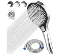 Pommeau de Douche Haute Pression avec 3 Types de Jets, Économie d'Eau, Tuyau 1,5M, Grand (130 mm de Diamètre) pour Salle de Bain