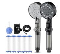 Pommeau de douche haute pression avec 5 modes de filtration, pommeau de douche avec filtre et douchette, 5 types de jet, raccord rapide G1/2", livré avec cinq filtres de rechange en coton PP (mélange