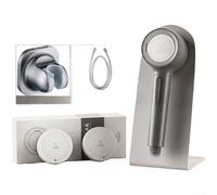 Pommeau de douche haute pression avec double mode pluie douce et spray de massage 3D anti-encrassement panneau amovible pour une expérience spa en couleur grise (D)