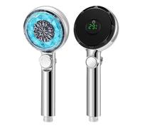 Pommeau de douche haute pression avec filtration et économie d'eau, affichage numérique de la température à LED sous pression(Blue)