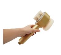 Pommeau de douche haute pression avec tête éponge et élément filtrant - Douchette ergonomique - Accessoire d'entretien pour salle de bain, hôtel et voyage - Doré