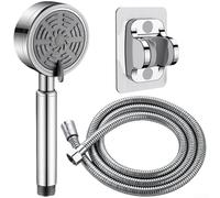 Pommeau de douche haute pression en acier inoxydable 304, 3 modes de pulvérisation à impulsion, support mural pour systèmes à faible débit, finition grise (G)