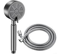 Pommeau de douche haute pression en acier inoxydable 304, 3 modes de pulvérisation à impulsion, support mural pour systèmes à faible débit, finition grise (E)