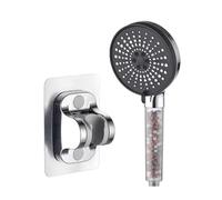 Pommeau de douche haute pression négatif à 5 vitesses avec filtre de réglage de l'eau dure (support noir)