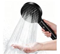 Pommeau de Douche Haute Pression Noir avec Affichage Numérique de Température - 6 Modes de Jet Réglables pour Salle de Bain