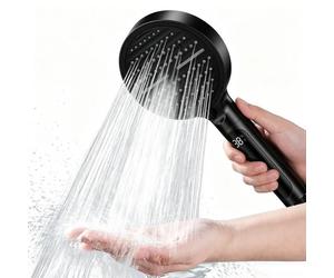 Pommeau de Douche Haute Pression Noir avec Affichage Numérique de Température - 6 Modes de Jet Réglables pour Salle de Bain