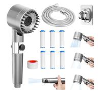 Pommeau de Douche Haute Pression, Pommeau de Duche avec Filtre, Douchettes Douche Salle de Bain 3 Modes Réglable, Douches à main avec 6 Filtre et Tuyau 2m Douchettes Économie Deau pour salles de bain