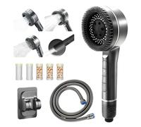 Pommeau de Douche Haute Pression, Pommeau de Duche avec Filtre, Douchettes Douche Salle de Bain 4 Modes Réglable, Douches à main avec 5 Filtre,Tuyau 1.5m Douchettes Économie Deau pour salles de bain