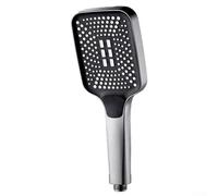 Pommeau de douche haute pression pour basse pression d'eau, 3 modes de pulvérisation, mélange de pulsations de pluie, douche à main avec bouton pause, finition chromée (gris)