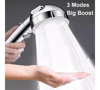 Pommeau de douche haute pression réglable, 3 Modes, arrêt à une touche, pulvérisateur d'économie d'eau, pomme de douche de bain à pluie, accessoires de salle de bains Silver stand