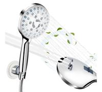 Pommeau de douche haute pression Widen Sfera - Économie d’eau - Chromé - 7 modes de jet - Douchette facile à installer avec tuyau flexible inox 1,5 m et support mural adhésif orientable