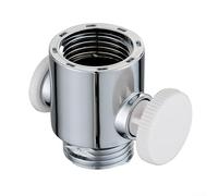 Pommeau de douche inverseur avec contrôle du débit réglable et fonction d'arrêt d'eau pour raccords standard G1/2 (argent+blanc)