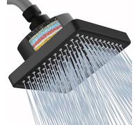Pommeau de Douche Katezon Avec Filtre Haute Pression Effet Pluie, 15 cm, Avec Cartouche Filtrante à 15 Niveaux Pour éliminer le Chlore et les Substances Nocives (Noir Mat)