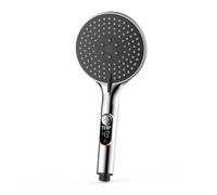 Pommeau de douche LED, affichage température numérique, alimenté par eau | Aucune batterie nécessaire ; 3 modes de pulvérisation ; débit sous pression ; portable avec un tuyau de 5 pieds.(Silver)