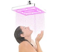 Pommeau de douche LED Douche de pluie 20,3 cm Tête chromée carrée Précipitation Pommeau de douche LED 7 couleurs changeantes Lumière romantique Maison