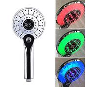 Pommeau de Douche LED, Douchette de Douche LED 3 Couleurs Contrôle de la température Douchette à Main avec Affichage de Température Digital Économie d'eau Douche 3 Modes