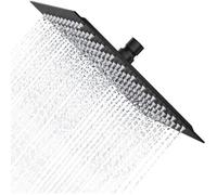 Pommeau de douche noir 20 cm - Tête pluie carrée en acier inoxydable 304 - Rotatif 360° - Haute pression, anti-calcaire