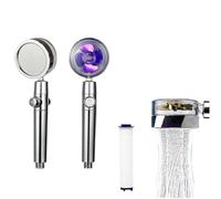Pommeau de douche pivotant à 360°, économie d'eau, haute pression, turbo, hélice, avec ventilateur, filtre intégré, accessoires de salle de bain(PURPLE)